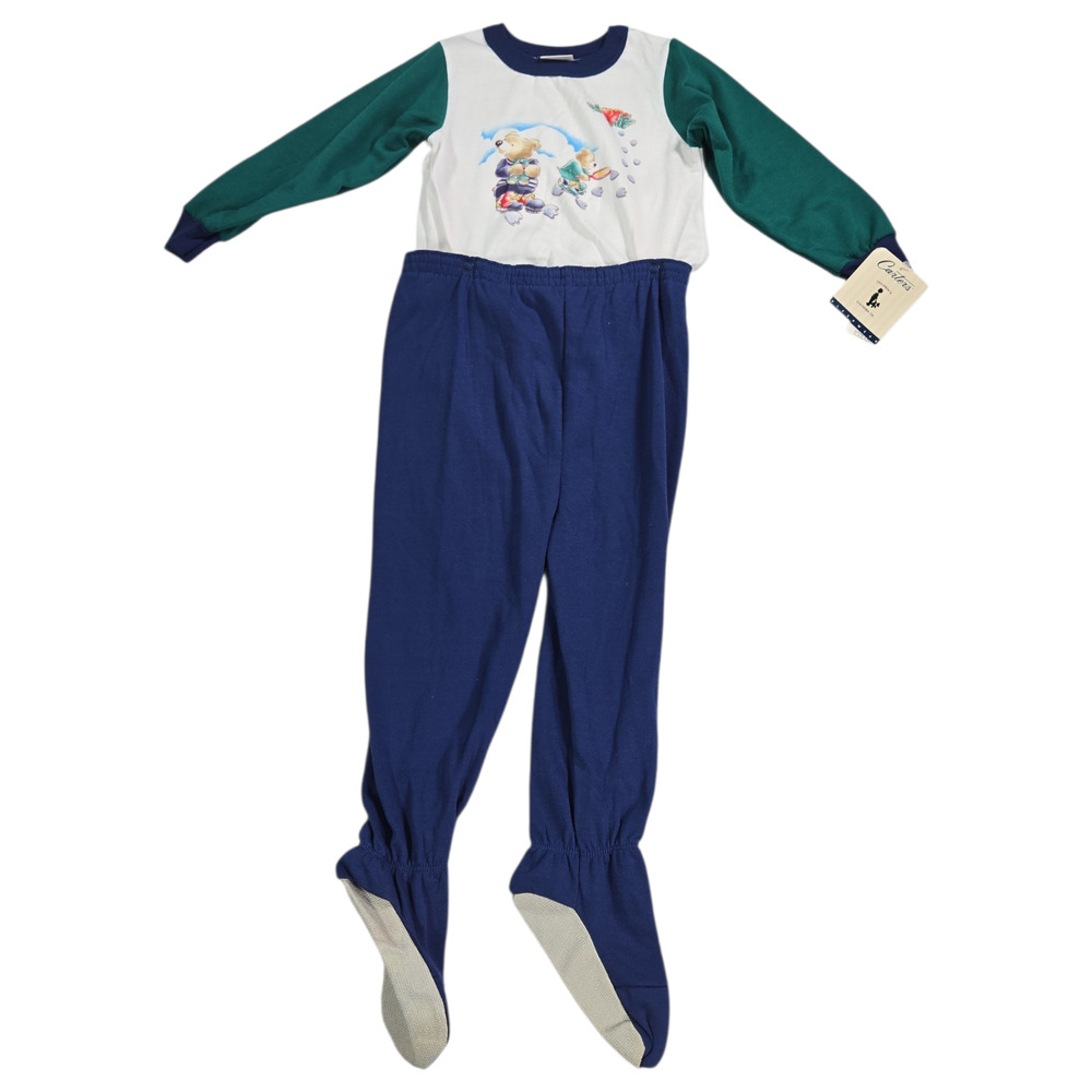 Vtg Carters 4T Toddler Footed 2PC Pajama PJ Toddlercore Bears Classic Deadstock
